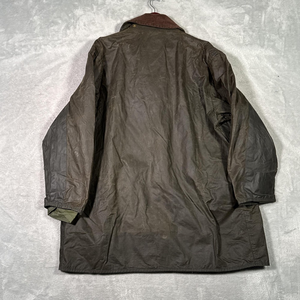 Barbour Coat Mens C46 Green Waxed Canvas Border Jacket Made In England Rain - Picture 10 of 11